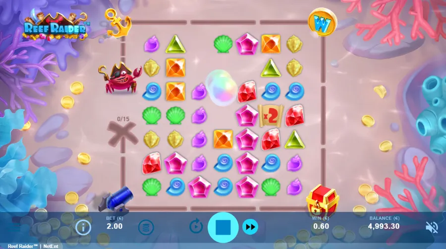 Print screen from Reef raider gameplay showing avalanche feature