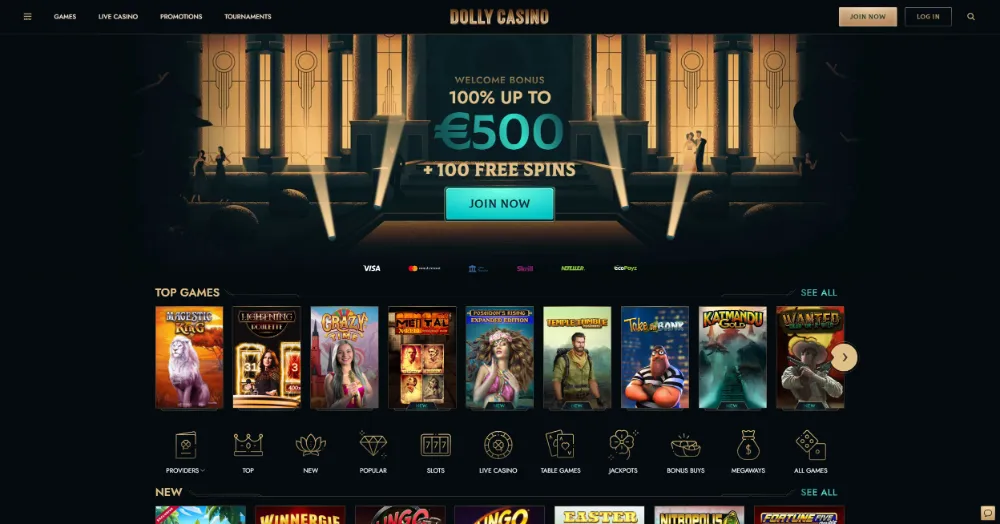 Overview of Dolly casino start page