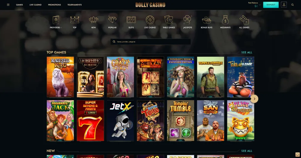 View of Dolly casino slots game page