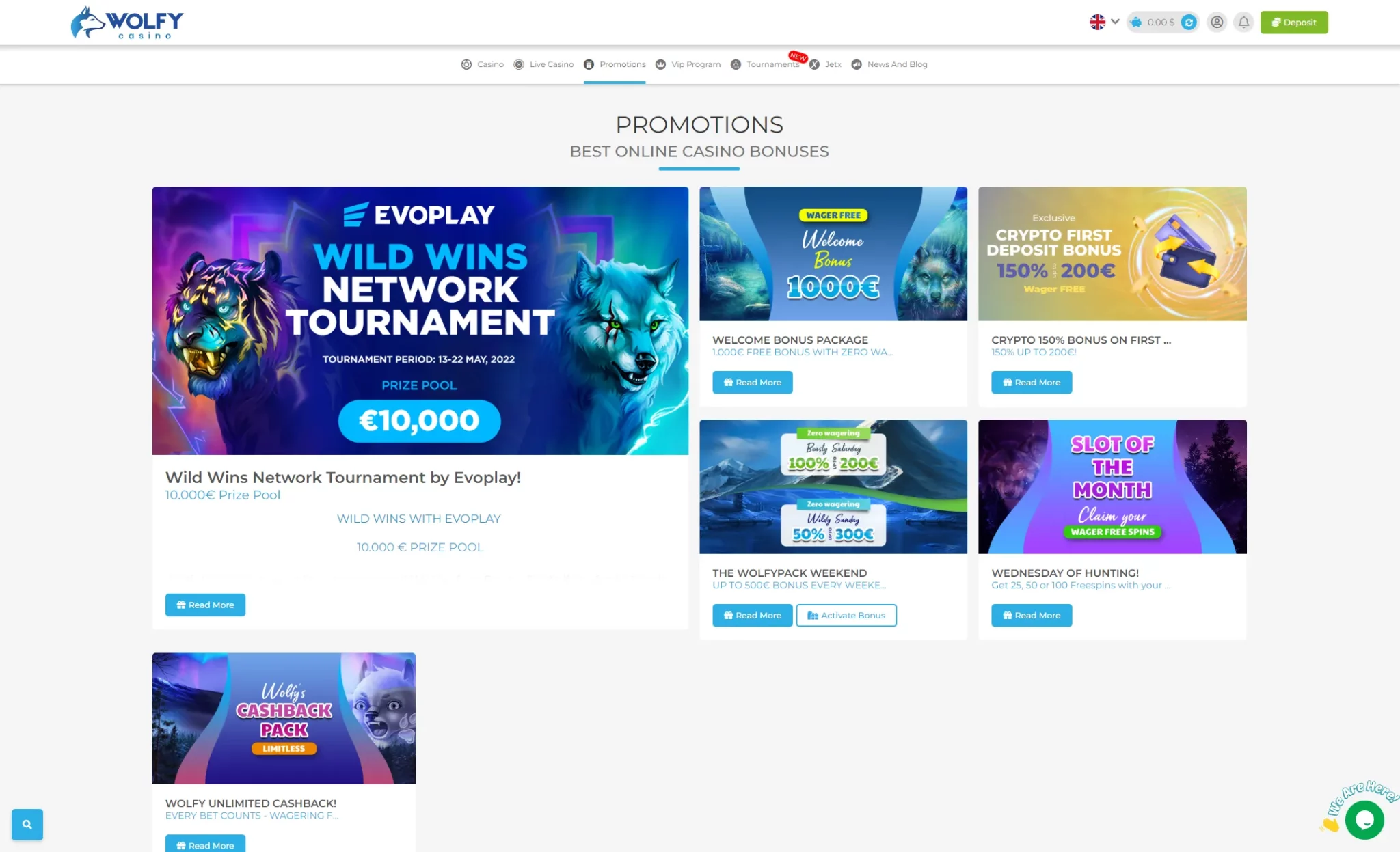 Overview of Wolfy casino different casino promotions