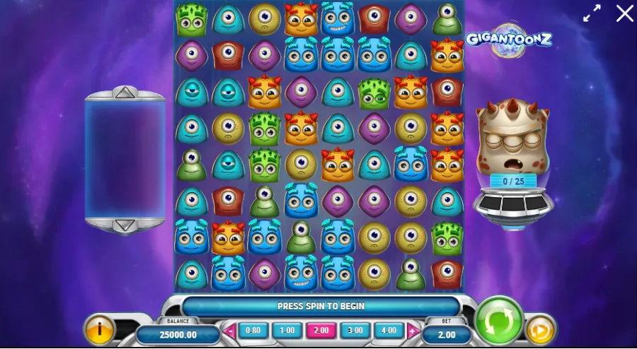 Printscreen showing gameplay of Gigantoonz slot game