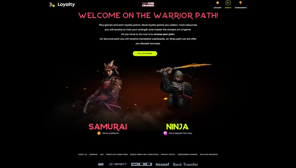Choosing your warrior path at Spin Samurai