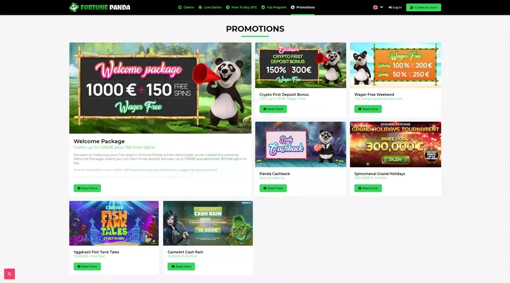 Promotion page of Fortune panda