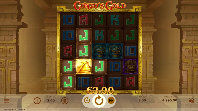 Print screen of Gonzo´s gold cluster payout in game