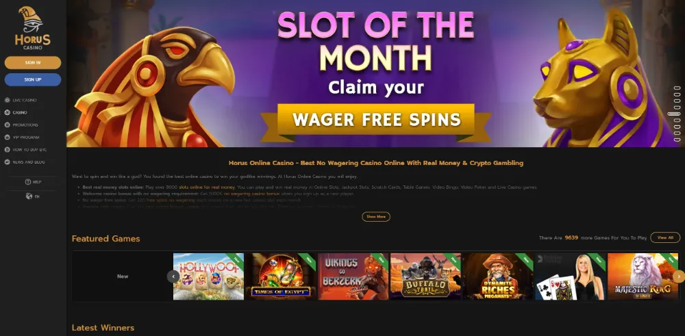 Horus casino start page